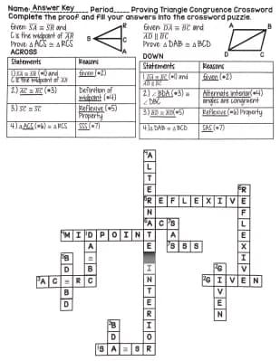 Know Congruent triangle proofs crossword puzzles solutions thumbnail