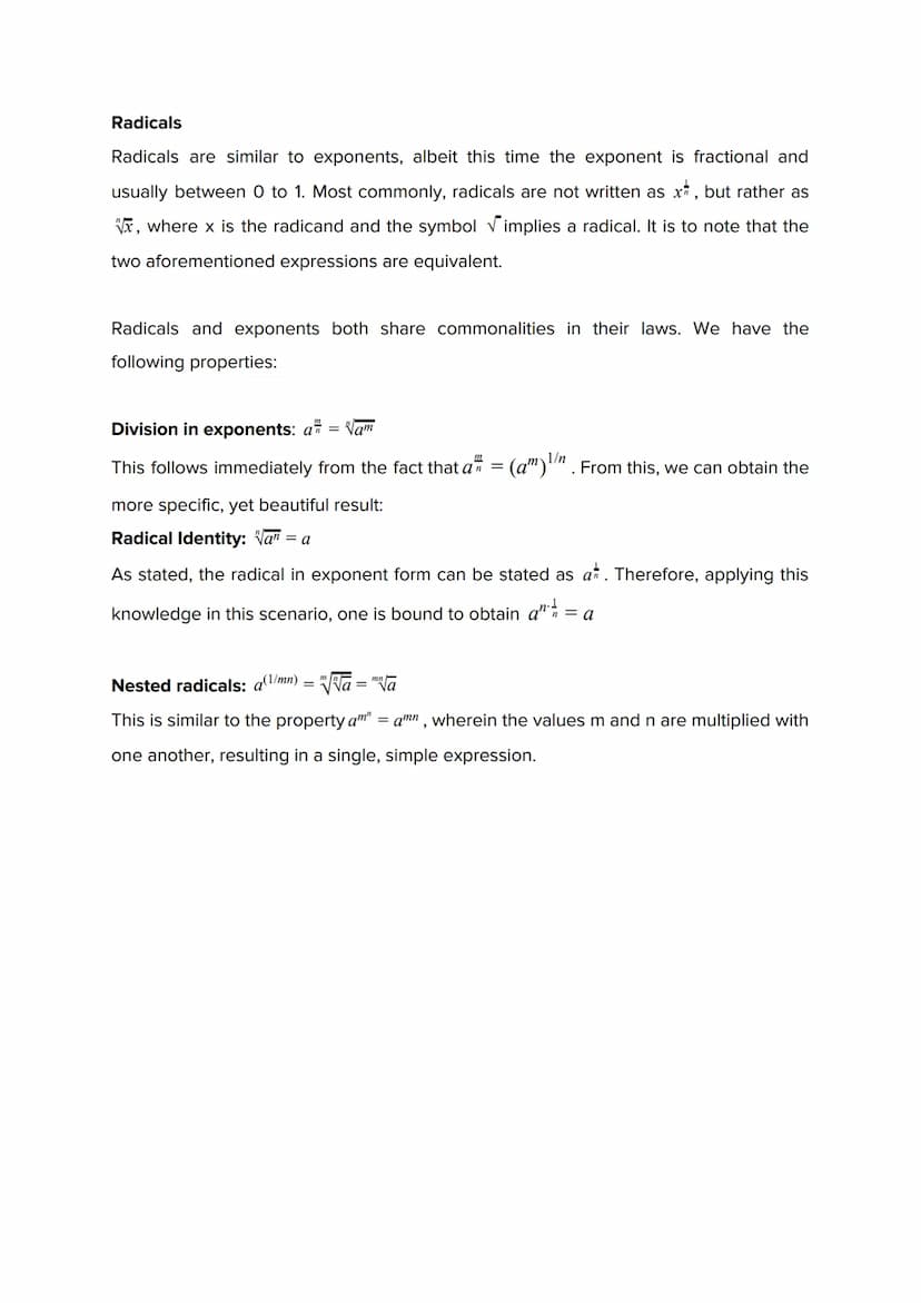 Exponents
Exponents, along with its brother, Radicals, is a mathematical operation that may
seem familiar to high school students. The conce