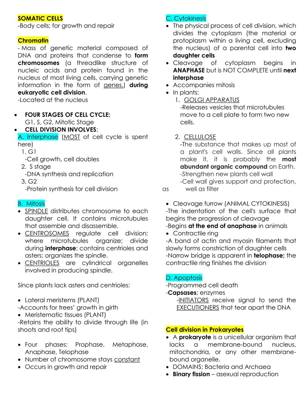 SOMATIC CELLS
-Body cells; for growth and repair
Chromatin
- Mass of genetic material composed of
DNA and proteins that condense to form
chr