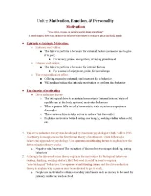 Know Unit 7 : Motivation, Emotion, and Personality  thumbnail
