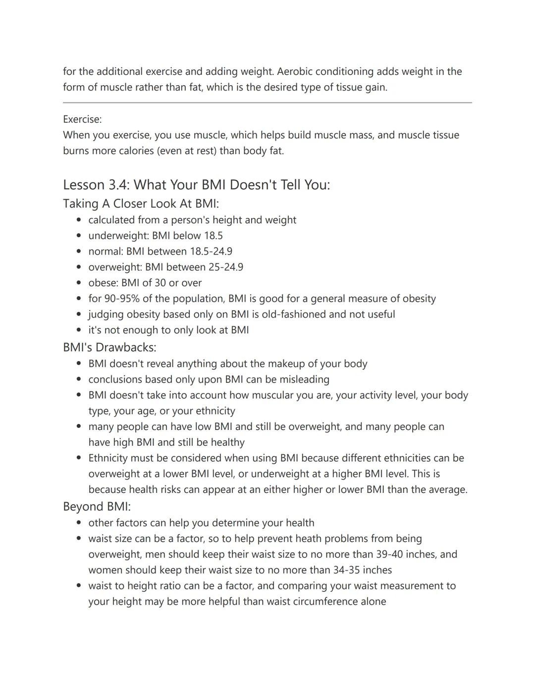Unit 3
Unit 3:
Lesson 3.1: Body Composition Lesson:
Understanding Body Composition:
• your body fat percentage is similar to your resting he