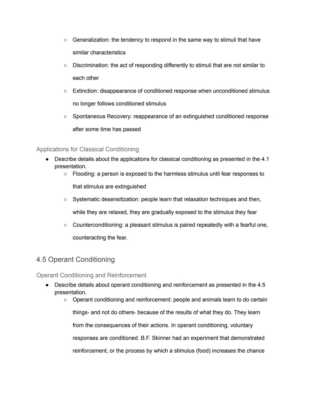 Unit 4: Learning and Memory - Guided Notes
4.1 Classical Conditioning
Classical Conditioning
● Describe details about classical conditioning