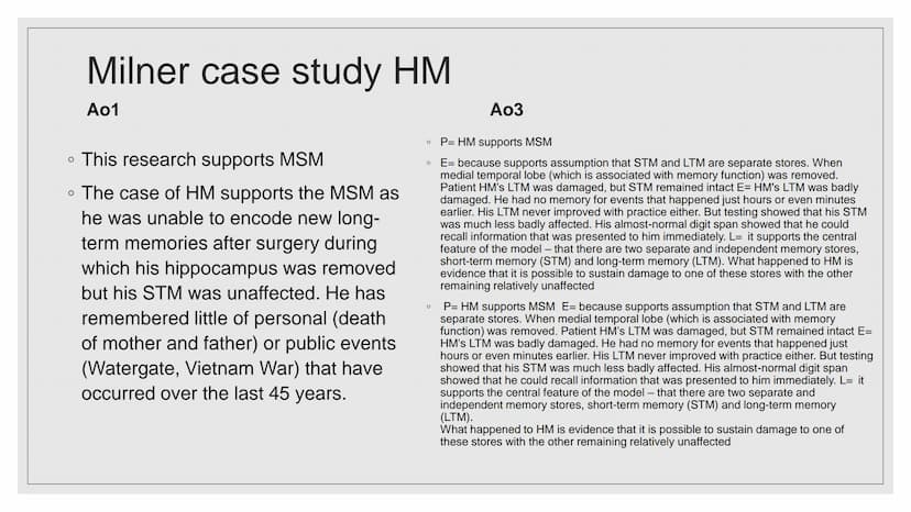 MULTI-STORE MODEL
OF MEMORY (MSM)
EVALUATION AO3
966 Glanzer and Cunitz 1966
Ao1
• This research supports the MSM
• Procedure: participants 