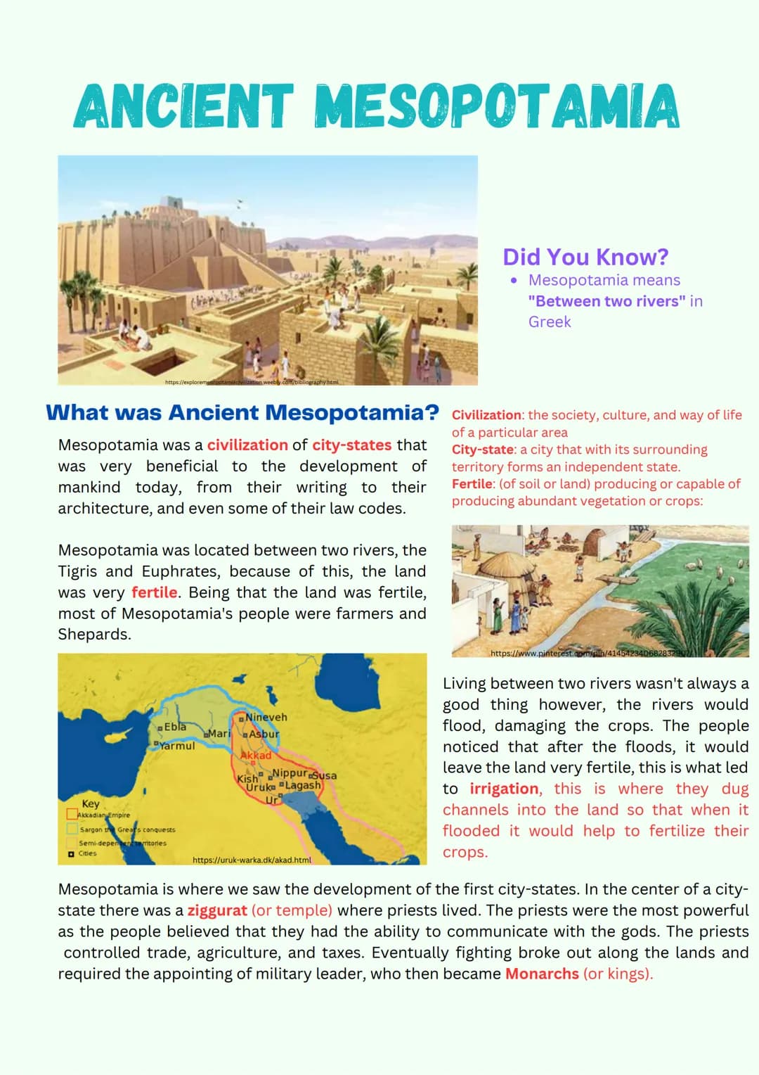 ANCIENT MESOPOTAMIA
https://exploremasopotamiacivili
Mesopotamia was a civilization of city-states that
was very beneficial to the developme