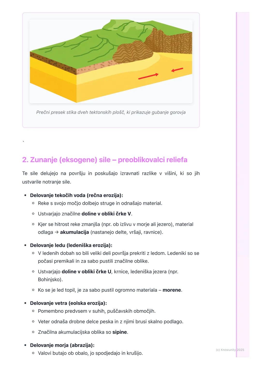 # Oblikovanje površja

Splošno o oblikovanju površja

Zemeljsko površje se nenehno spreminja. Ni statično. Na videz trdna tla pod
našimi nog