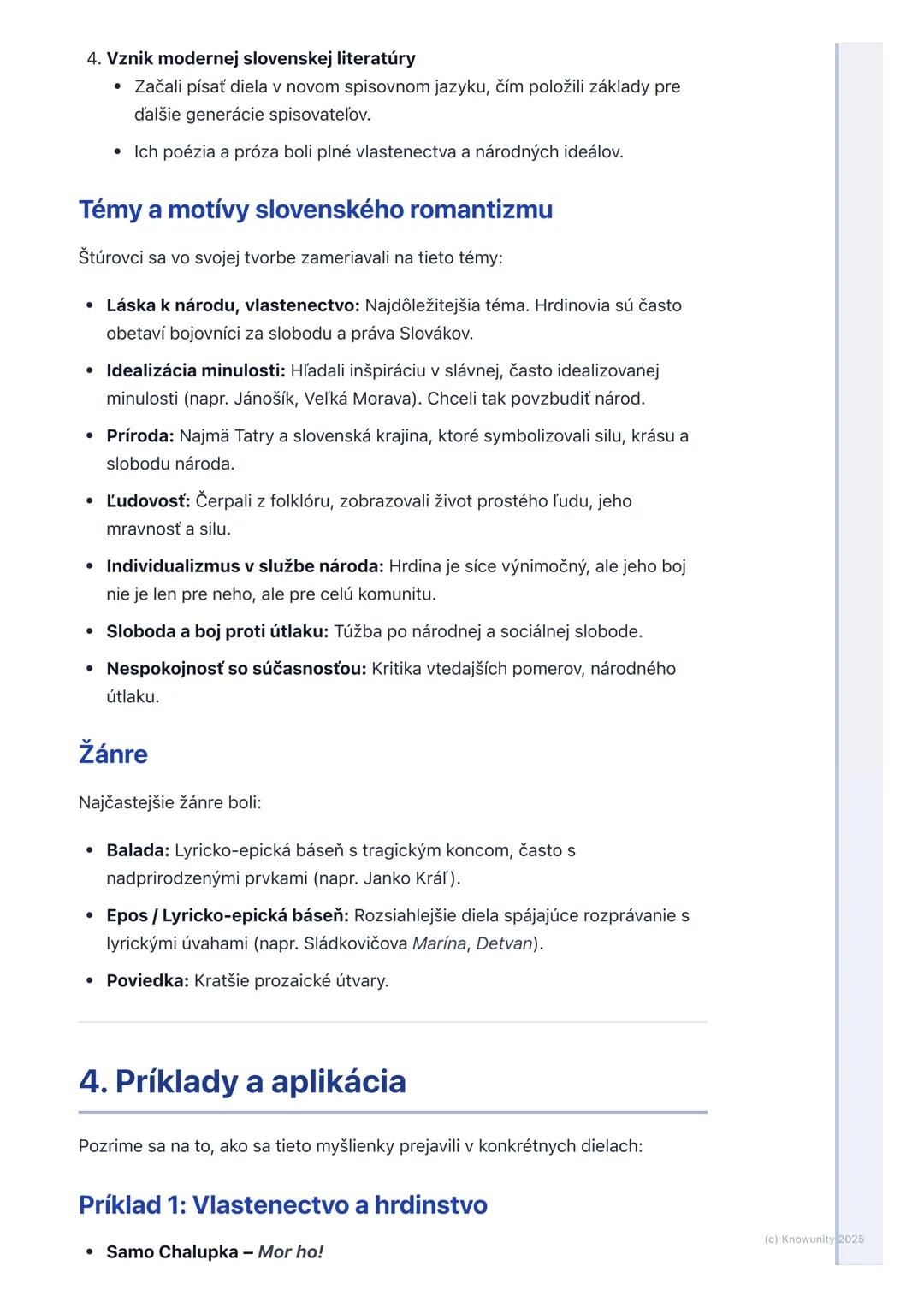 # Slovenský romantizmus
(úvod)

1. Prehľad slovenského romantizmu

Slovenský romantizmus je kľúčové obdobie v našej literatúre a národných
d