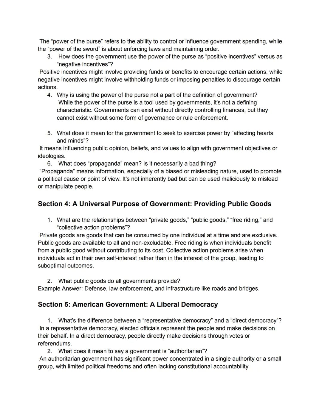 Ch. 1: An Introduction to American Government
Section 2: What is Government?
1. What are the legislatures of the federal government and Geor
