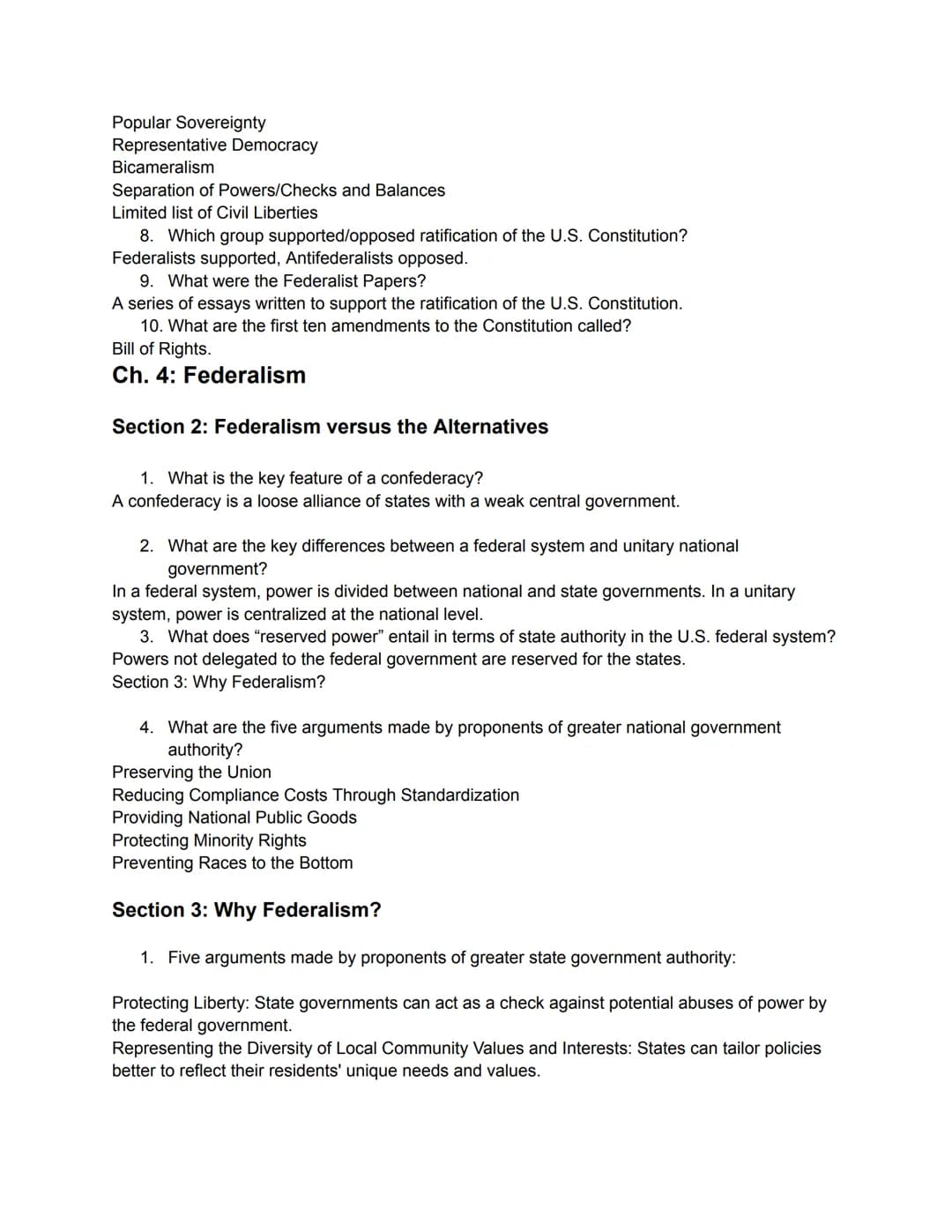 Ch. 1: An Introduction to American Government
Section 2: What is Government?
1. What are the legislatures of the federal government and Geor