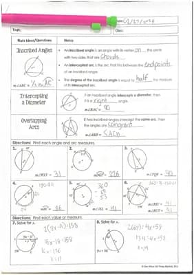 Know Inscribed angles, intercepting a diameter, overlapping arcs thumbnail