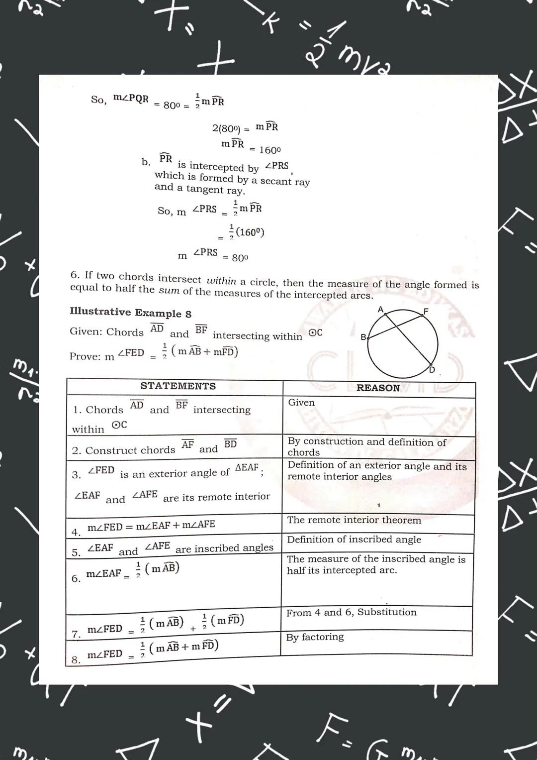 A circle is a set of points on a given plane, which is equidistant from a
fixed point called the center.
The Central Angle -Intercepted Arc
