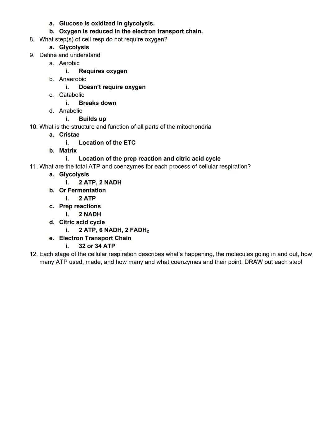 BIOL 1406 CH 8 Cellular Respiration Outline
Quick Outline
8.1 Overview of Cellular Respiration
8.2 Outside the Mitochondria: Glycolysis
8.3 