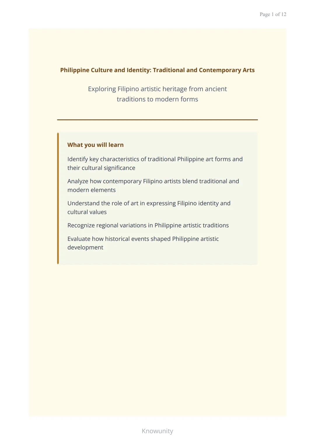 Philippine Culture and Identity: Traditional and Contemporary Arts