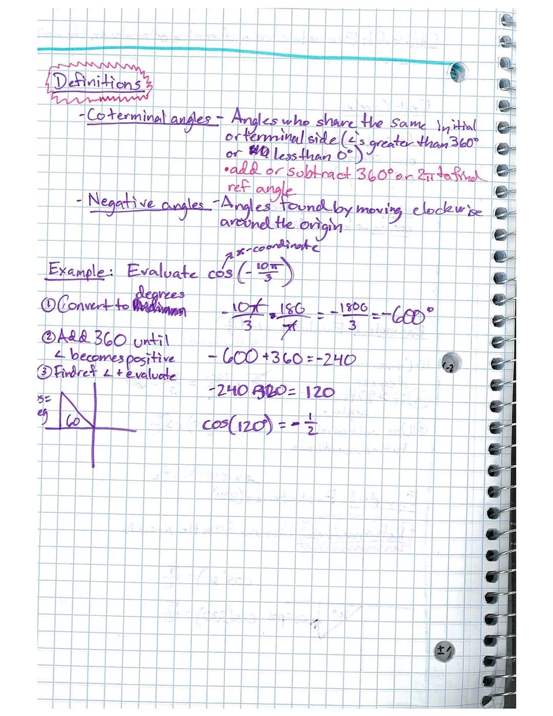 Obj. 6.01: Evaluate sine and cosine of angles on the unit circle
ALL
sine -y-coordinate
cosine-x-coordinate
Unit Circle
(-12-12)
A cindle w/