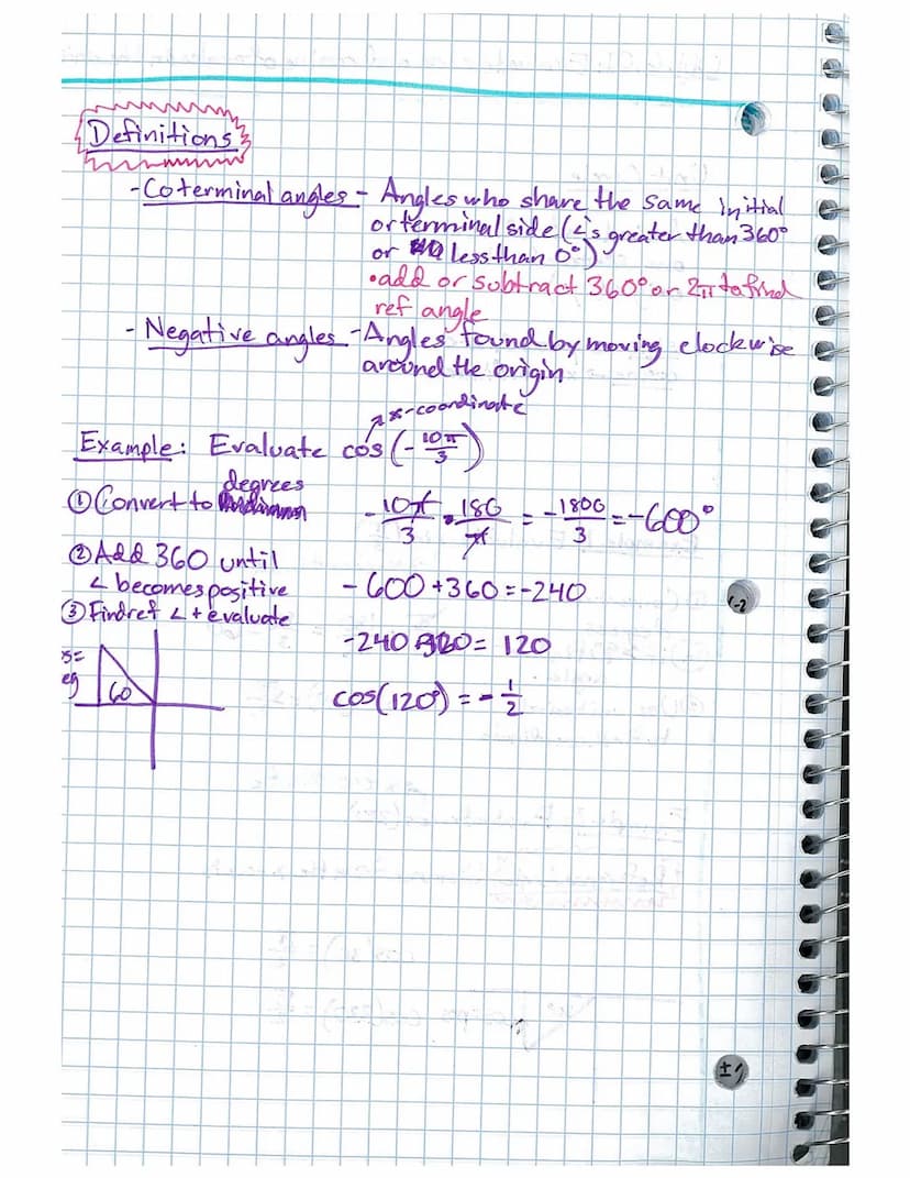 Obj. 6.01: Evaluate sine and cosine of angles on the unit circle
ALL
sine -y-coordinate
cosine-x-coordinate
Unit Circle
(-12-12)
A cindle w/