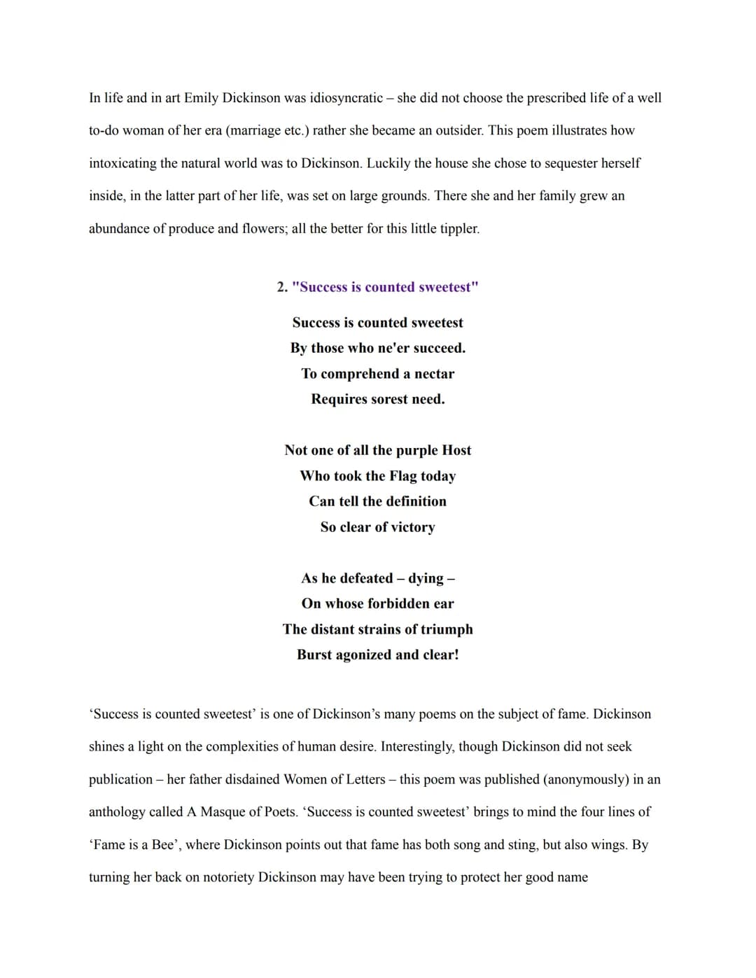 Read the poems of Emily Dickinson and the commentary below. Then write a series of at
least 3 poems that discuss important stages in your li