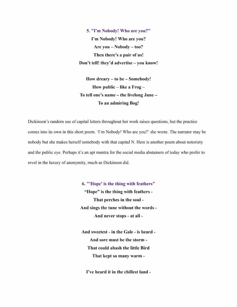 Read the poems of Emily Dickinson and the commentary below. Then write a series of at
least 3 poems that discuss important stages in your li
