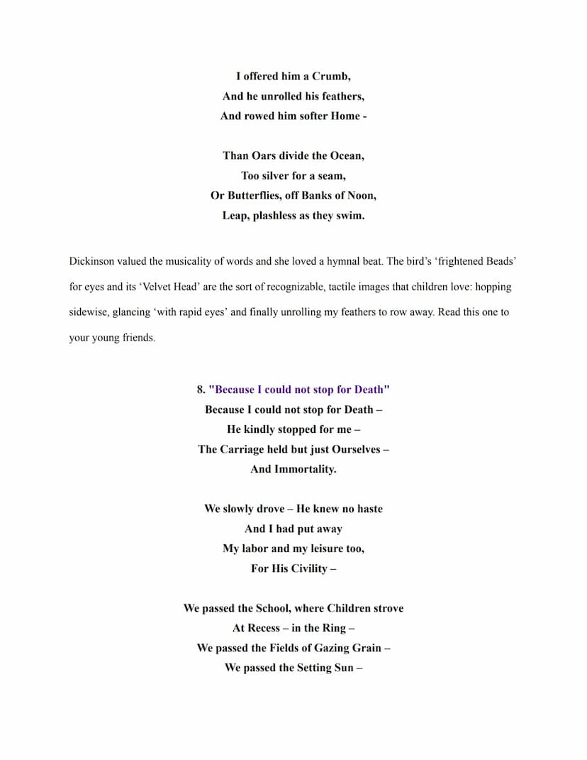 Read the poems of Emily Dickinson and the commentary below. Then write a series of at
least 3 poems that discuss important stages in your li