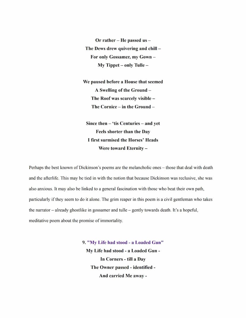 Read the poems of Emily Dickinson and the commentary below. Then write a series of at
least 3 poems that discuss important stages in your li