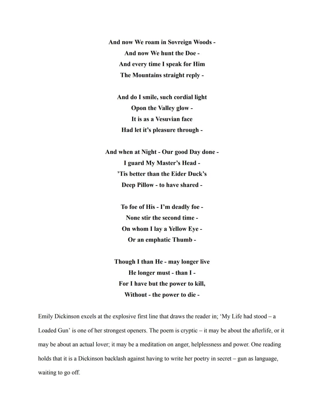 Read the poems of Emily Dickinson and the commentary below. Then write a series of at
least 3 poems that discuss important stages in your li