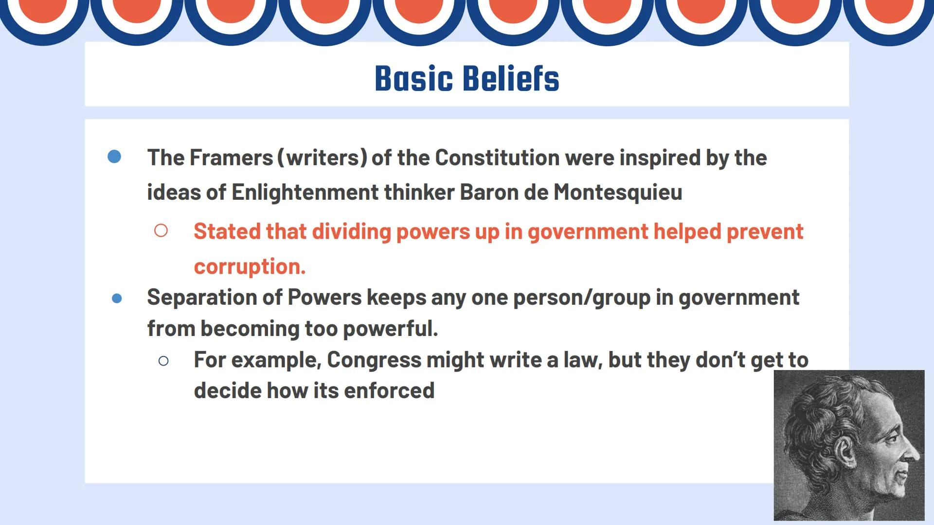 # Separation of
# Powers
Basics of the Three Branches Bellringer

1. Which principle of the government deals with the
division of power betw