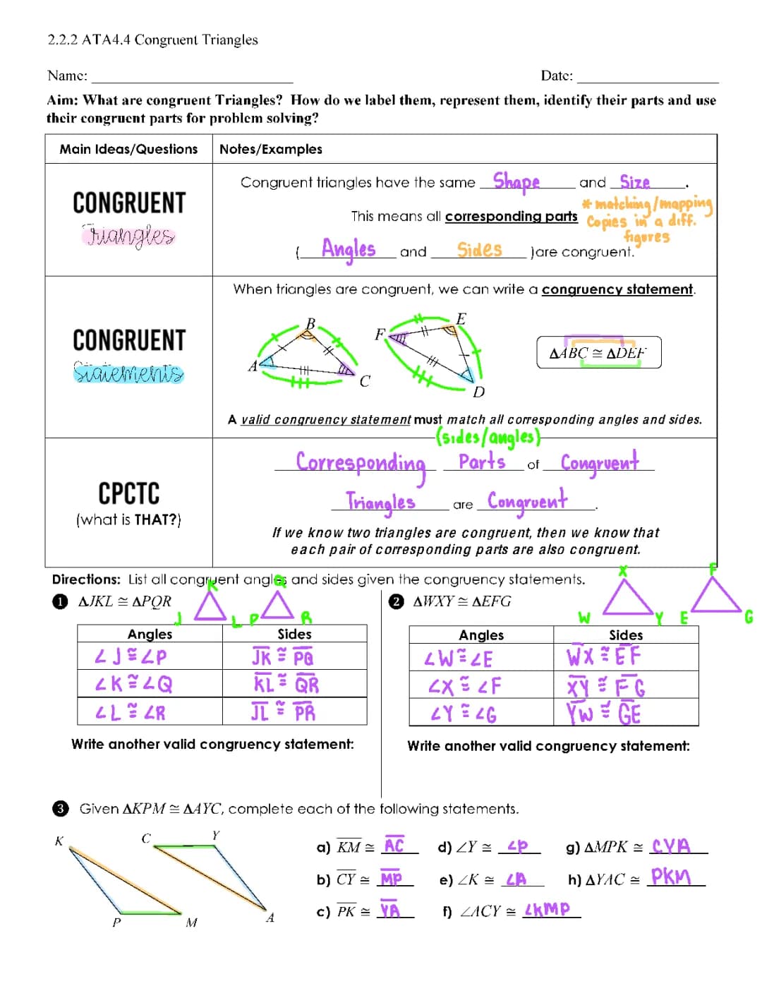 Congruent Triangles