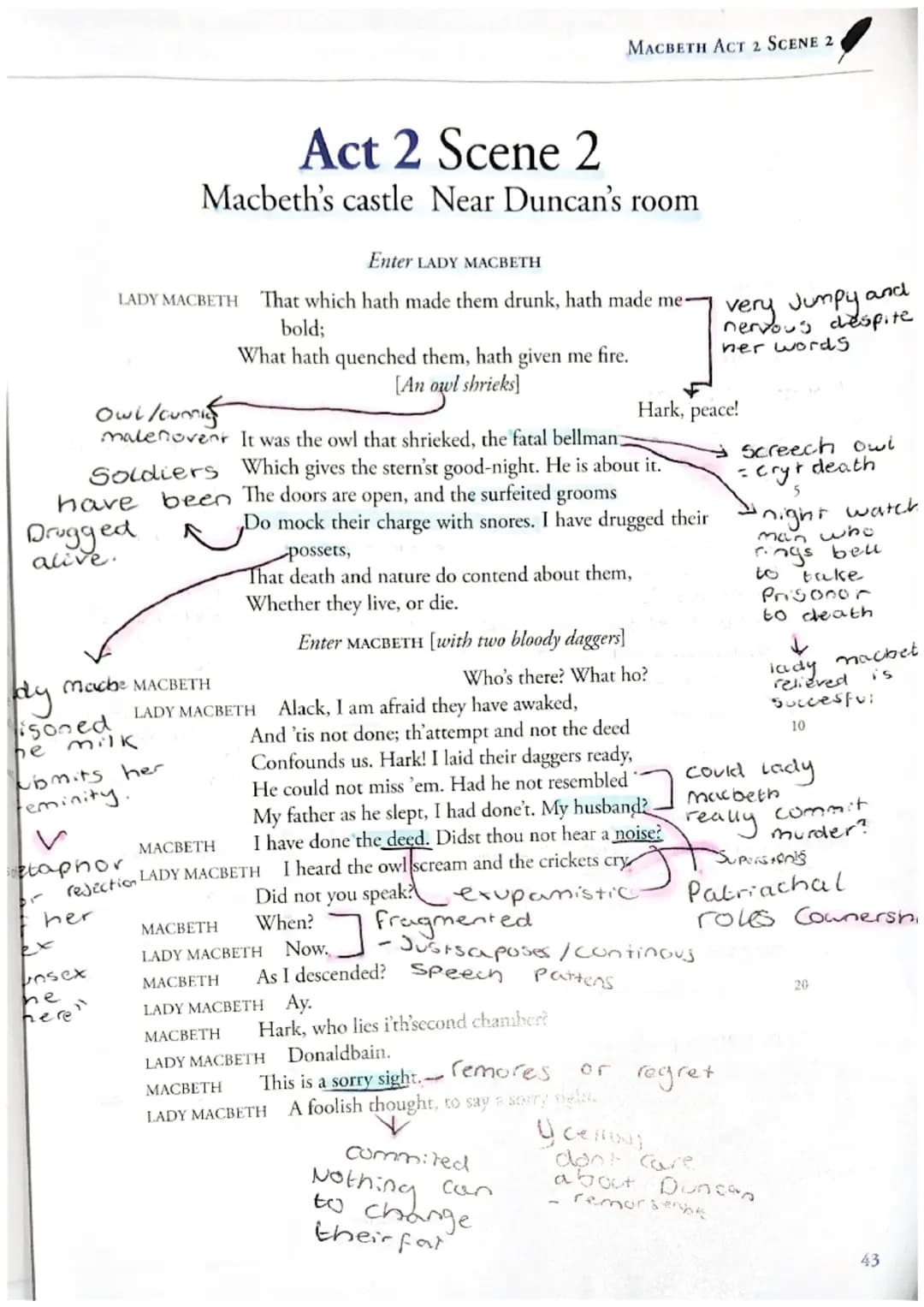 Act 2 Scene 2
Macbeth's castle Near Duncan's room
Enter LADY MACBETH
LADY MACBETH That which hath made them drunk, hath made me-
bold;
What 