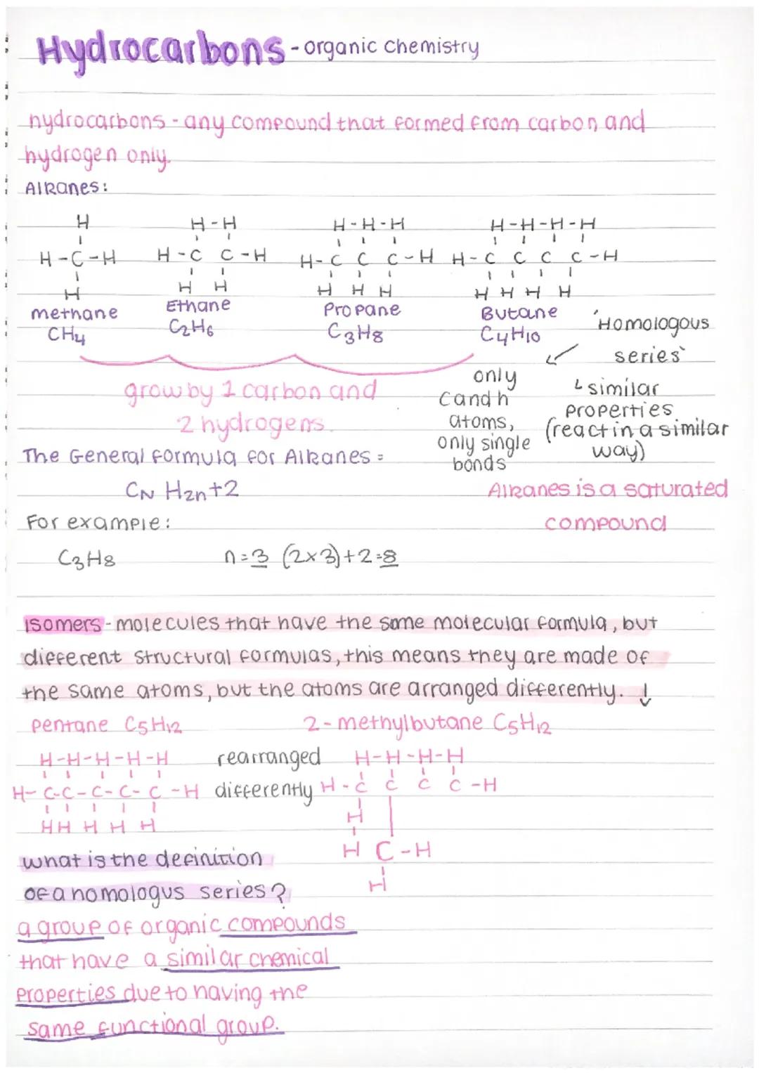 · Hydrocarbons - organic Chemistry
hydrocarbons - any compound that formed from carbon and
hydrogen only.
AIRanes:
H
1
H-C-H
1
H
methane
CH₂