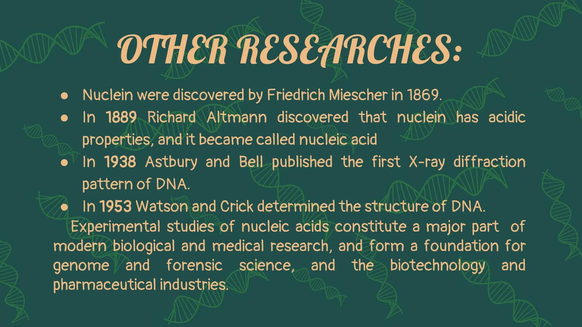 NUCLEIC
ACID XW
AMN
When you hear the word
"nucleic acid", what
comes to your mind?
AMX
DD History on
Background Friedrich Miescher
was a Sw