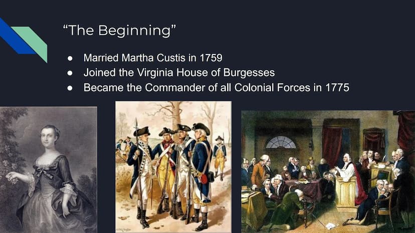 George Washington Childhood 1732-1735
Born February 22, 1732 in Virginia
Was a professional surveyor at 17 yrs
Joined the Colonial Militia i