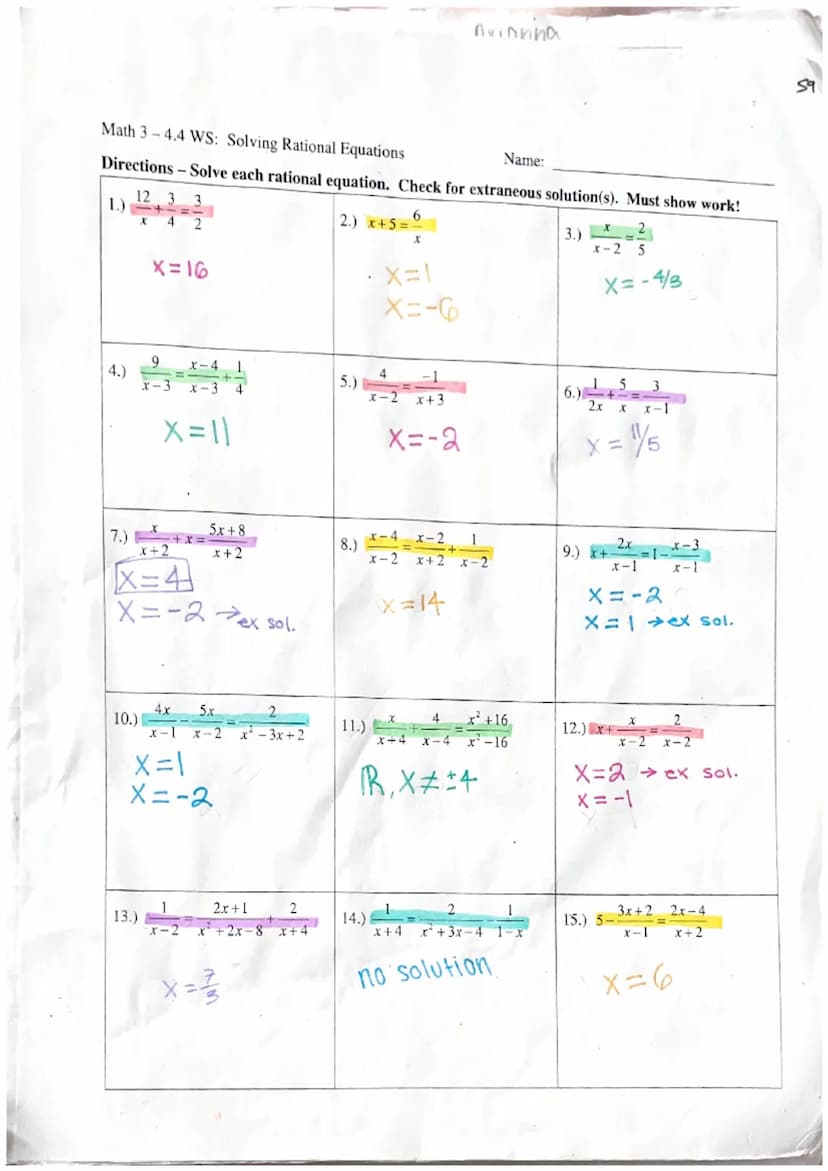 ala
58
4.4-Solving Rational Equations
- rational equation → an equation that contains one or more rational expressions.
• When solving ratio