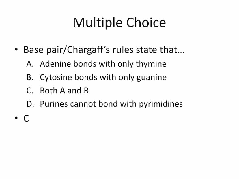 Unit 4 Test Review
The Molecular Basis of Heredity
These are sample test questions and not a complete test review. Multiple Choice
• DNA is 