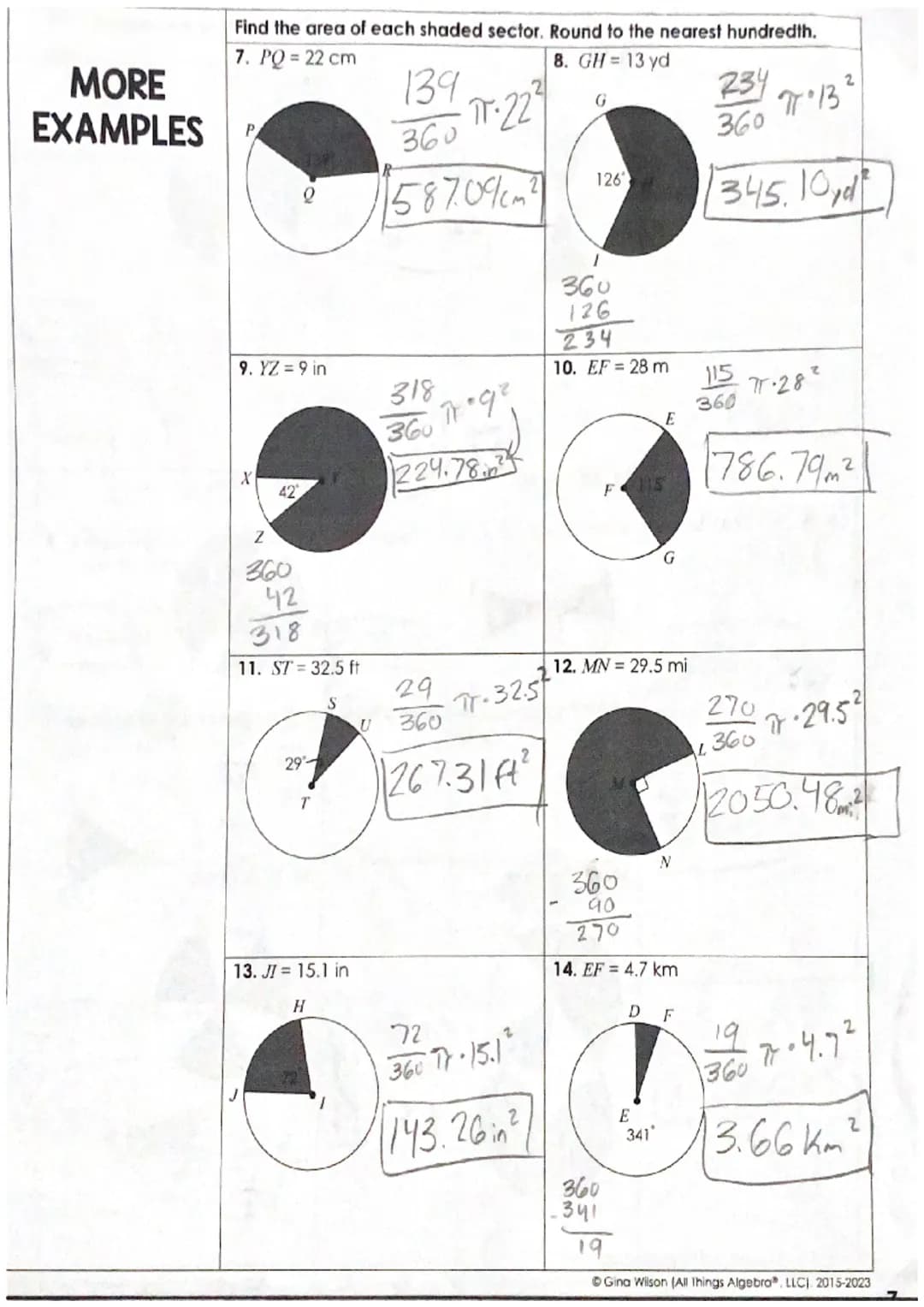 Name:
Topic: 11.2
Main Ideas/Questions
Notes
Date:
Class:
Find the area of each figure. Round to the nearest hundredth.
AREA
of a circle
1.
