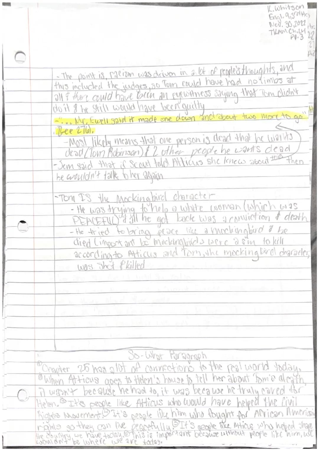 
<p>In Chapter 22, Jem is deeply affected by the outcome of Tom Robinson's trial and believes that the verdict was unfair. This shows how At