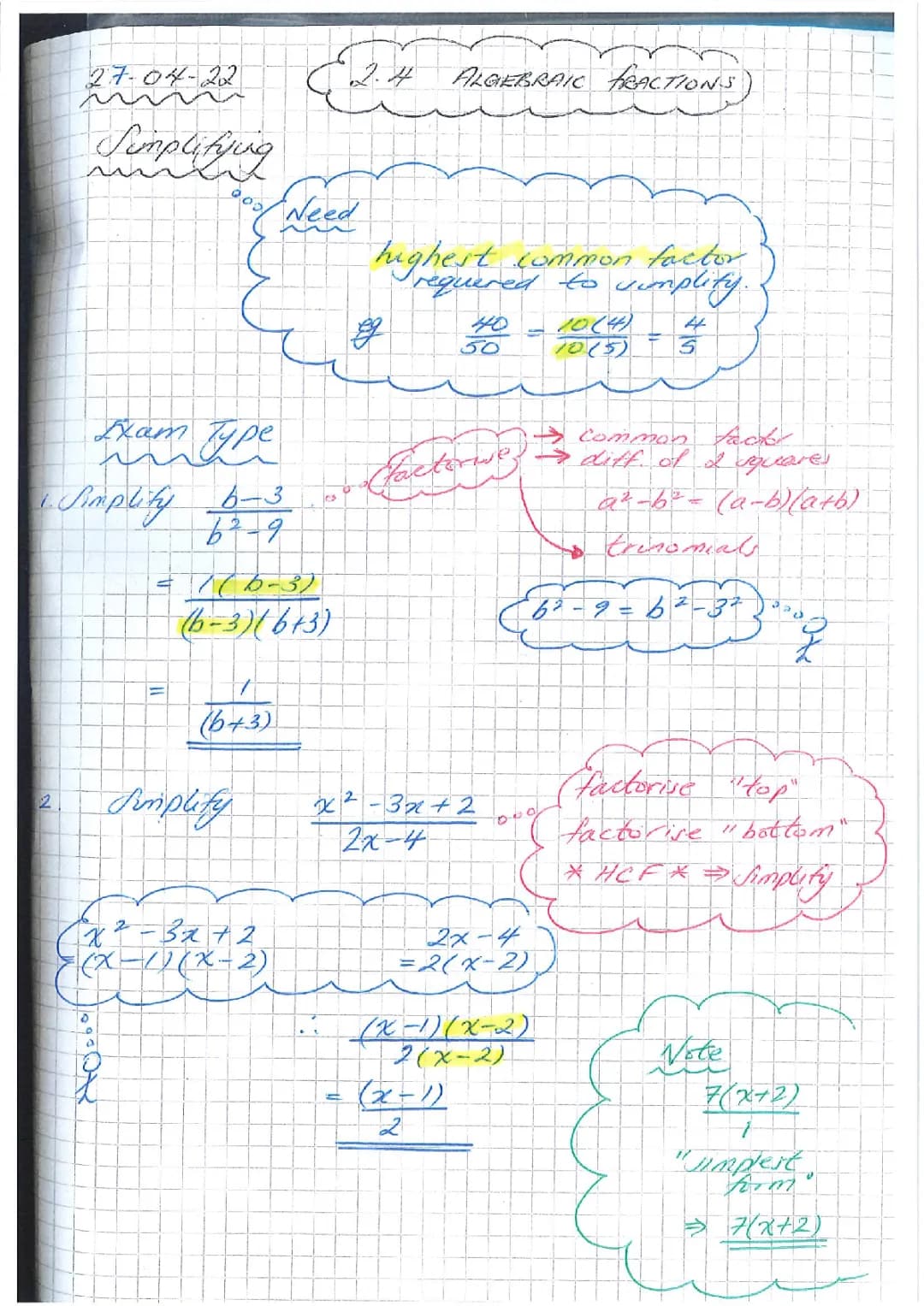 Algebraic fractions