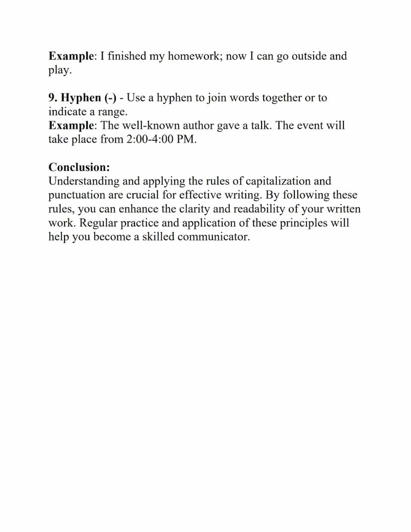 Study Note: Capitalization and Punctuation (Grade 6)
Introduction:
Capitalization and punctuation are essential components of
writing that h