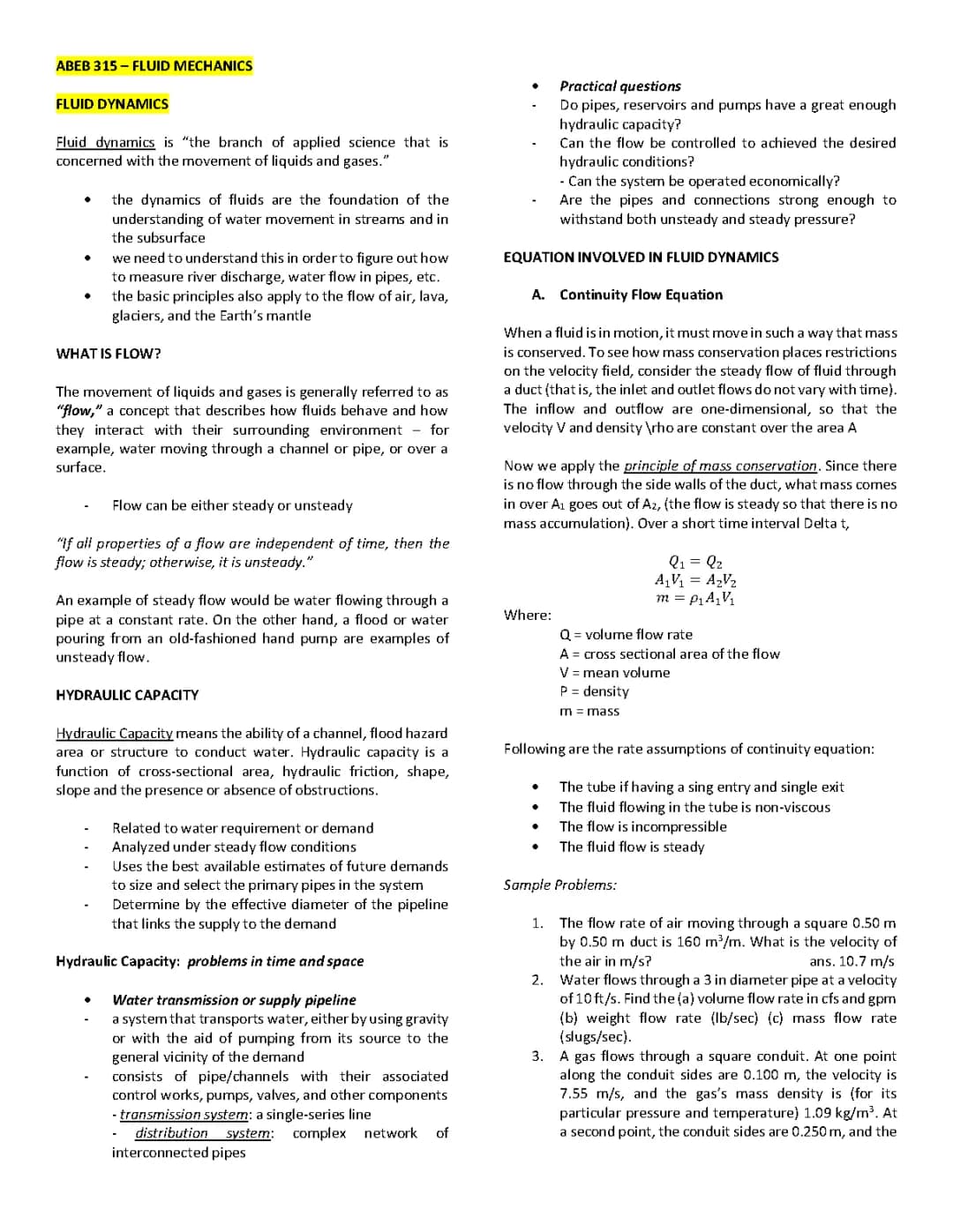 FLUID MECHANICS 
