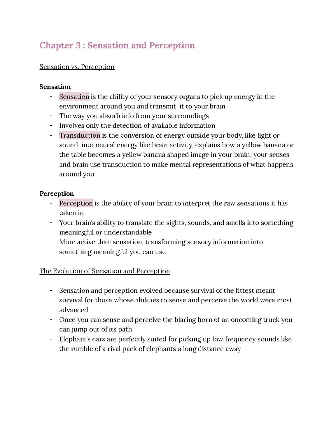 Sensation and Perception