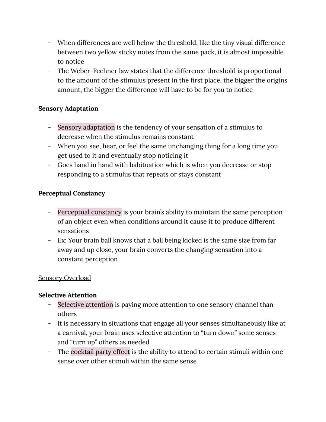 Chapter 3: Sensation and Perception
Sensation vs. Perception
Sensation
-
Sensation is the ability of your sensory organs to pick up energy i