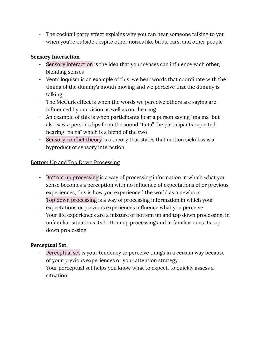 Chapter 3: Sensation and Perception
Sensation vs. Perception
Sensation
-
Sensation is the ability of your sensory organs to pick up energy i