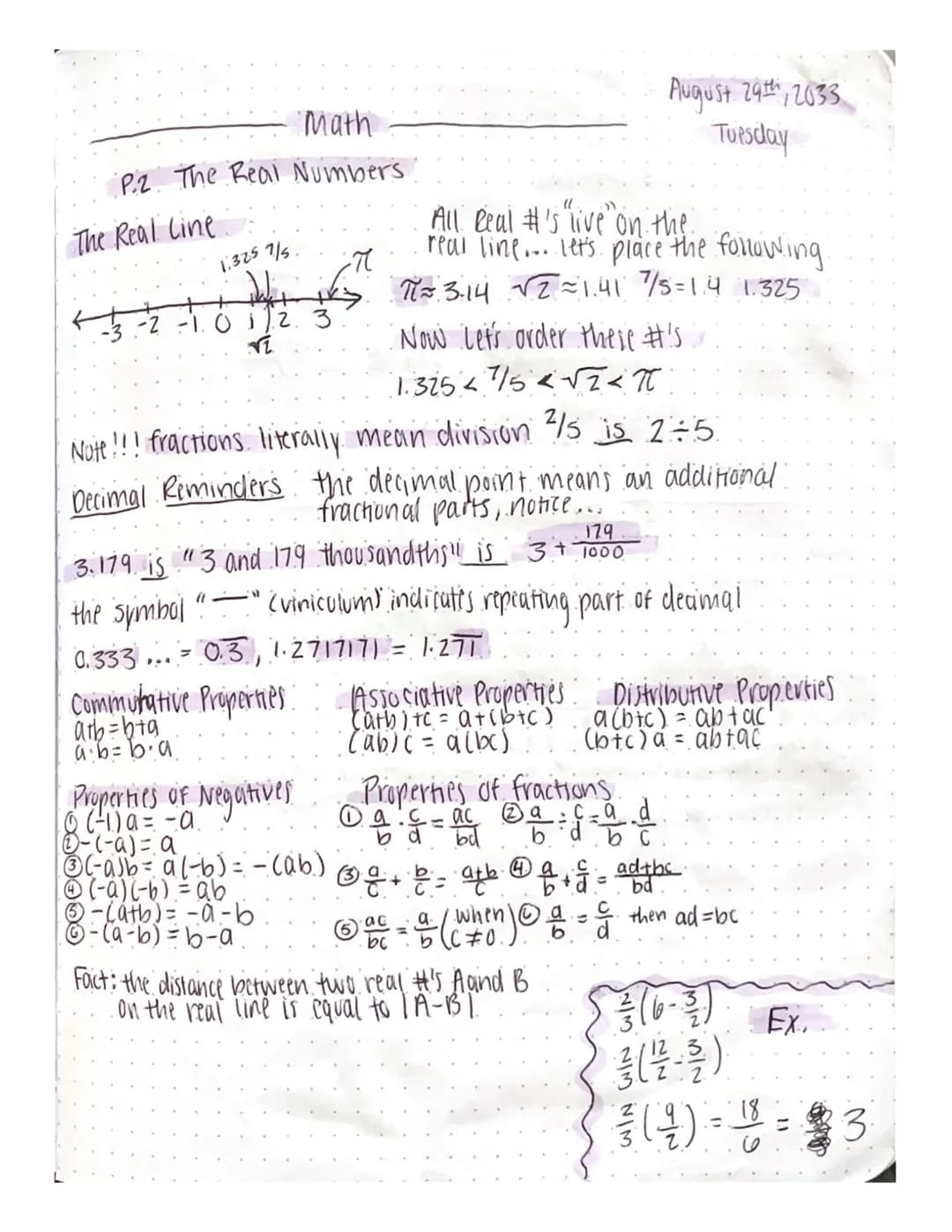 •math 111I
Real Numbers
71, 2, -7, 1.8, ²/3, 0.11 112 1134
not real numbers:
imaginary #'s - even roots of
дедание
ex. √-T, V-4, negative #'