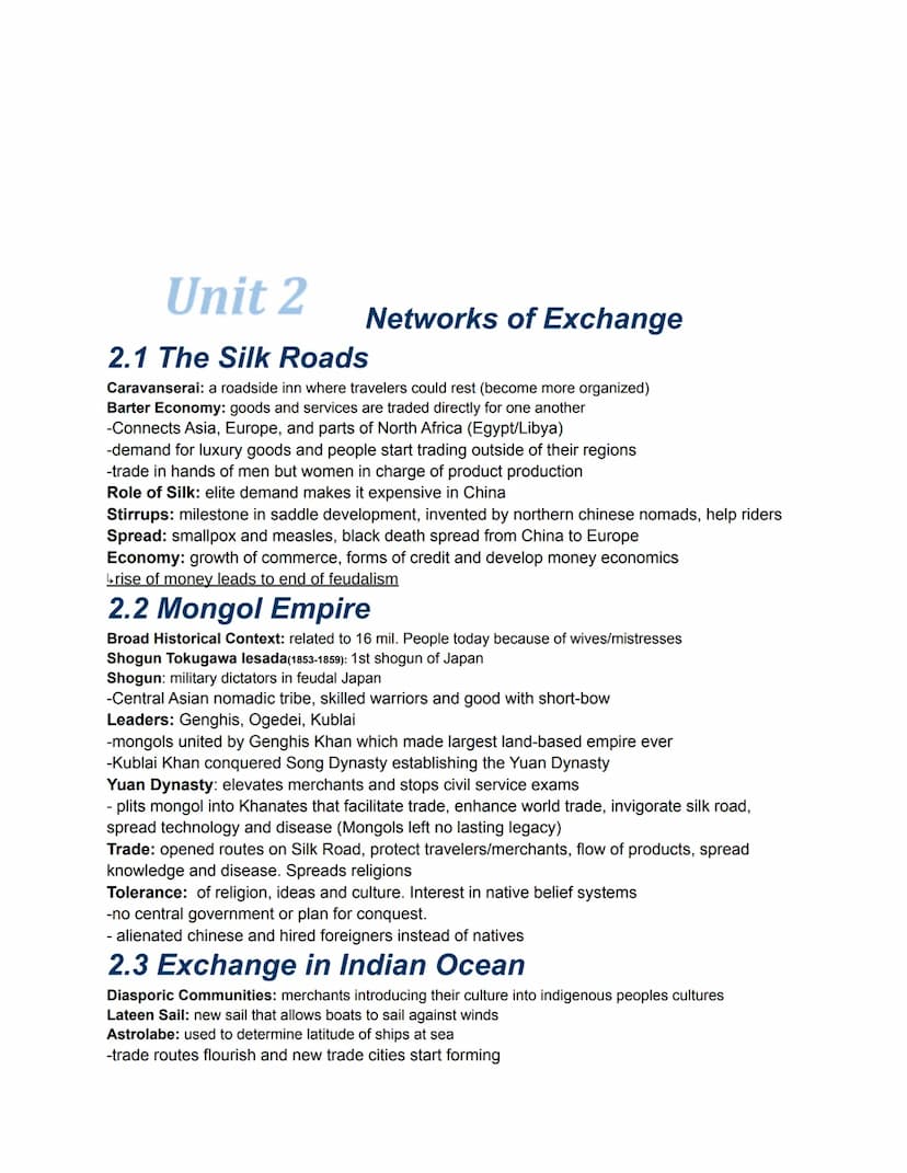 Unit 1
S.P.I.C.E T (APWH Themes)
● Social: social structures, relations, social class systems, trends in politics,
economy
Political: state-