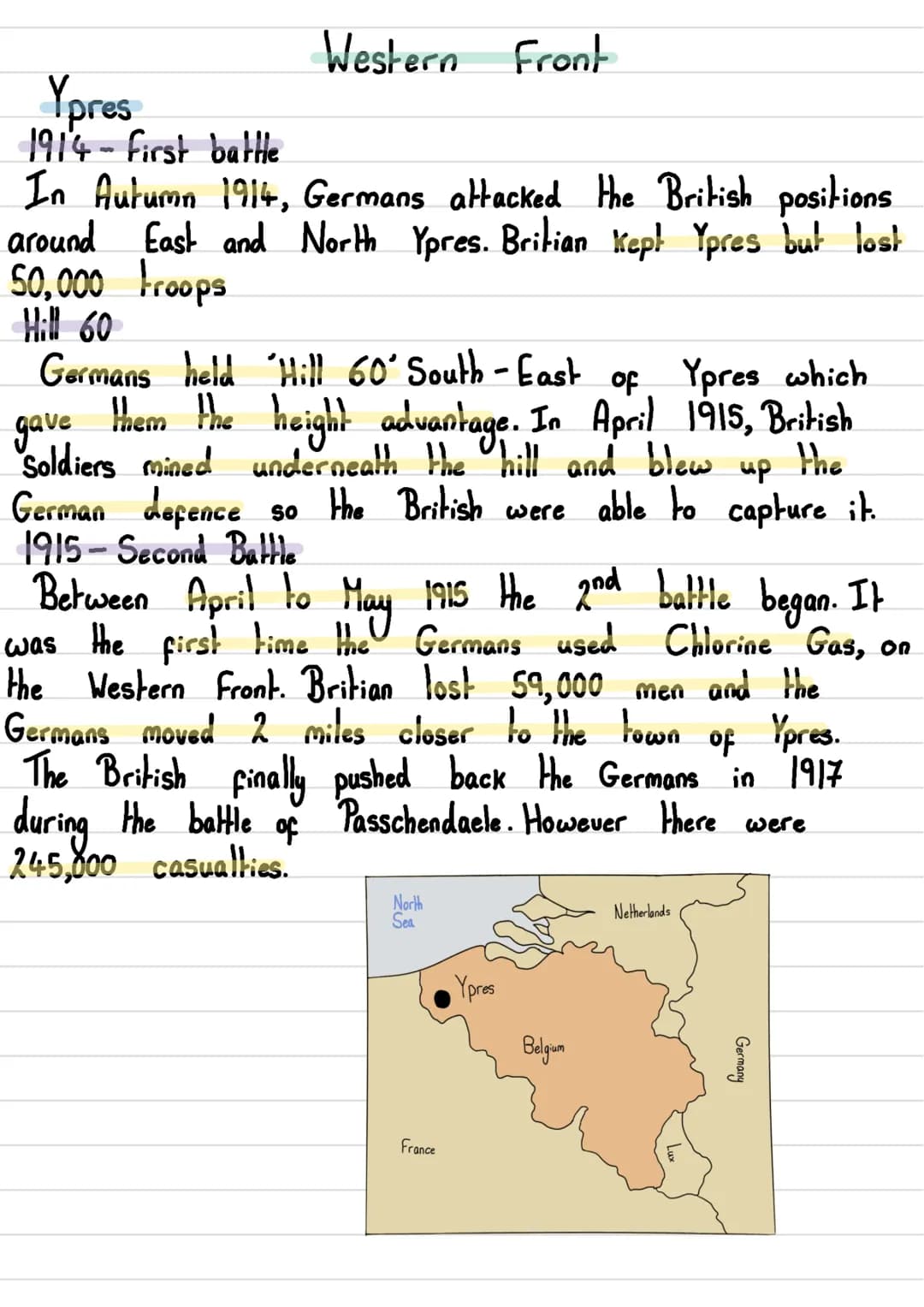 
<h2 id="timeline">Timeline</h2>
<p>October-November 1914<br />
The first battle of Ypres - the British stopped the Germans from capturing t