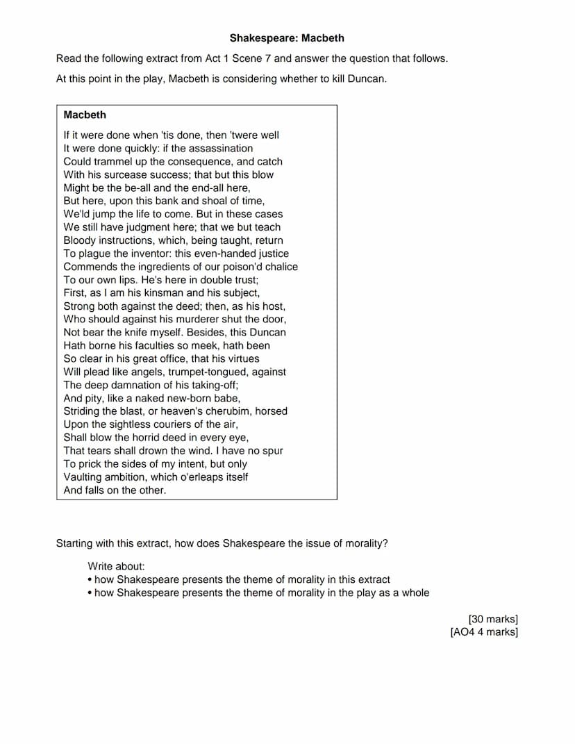 Shakespeare: Macbeth
Read the following extract from Act 1 Scene 2 and answer the question that follows.
At this point in the play, the Scot