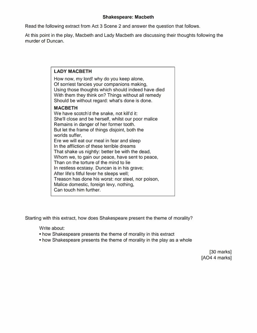 Shakespeare: Macbeth
Read the following extract from Act 1 Scene 2 and answer the question that follows.
At this point in the play, the Scot