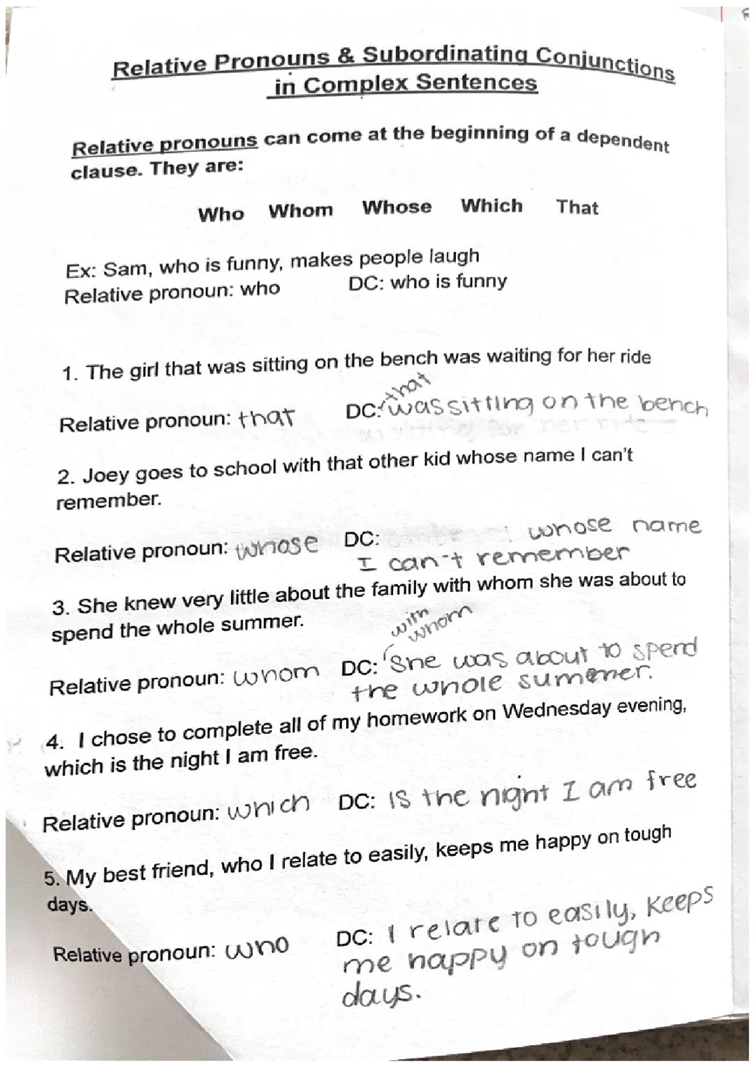 Subordinating conjunctions 