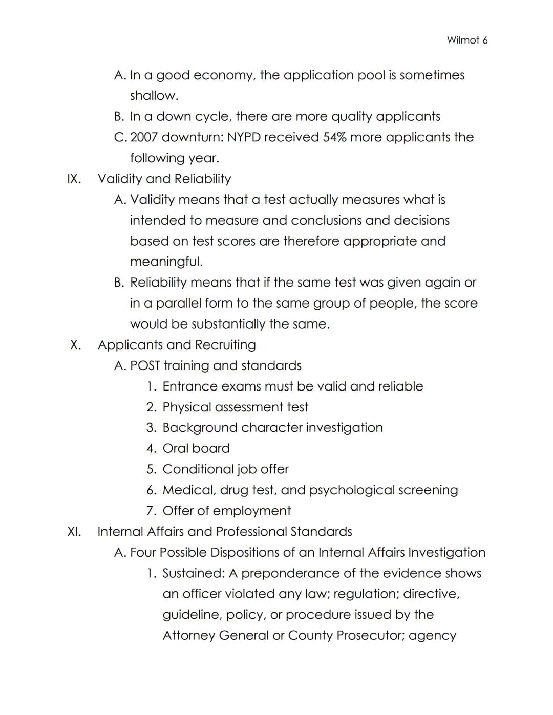 Police Administration
Chapter 9
Human Resource Management Notes
I. Functions of a Police HR unit
II.
A. Comply with police officers standing
