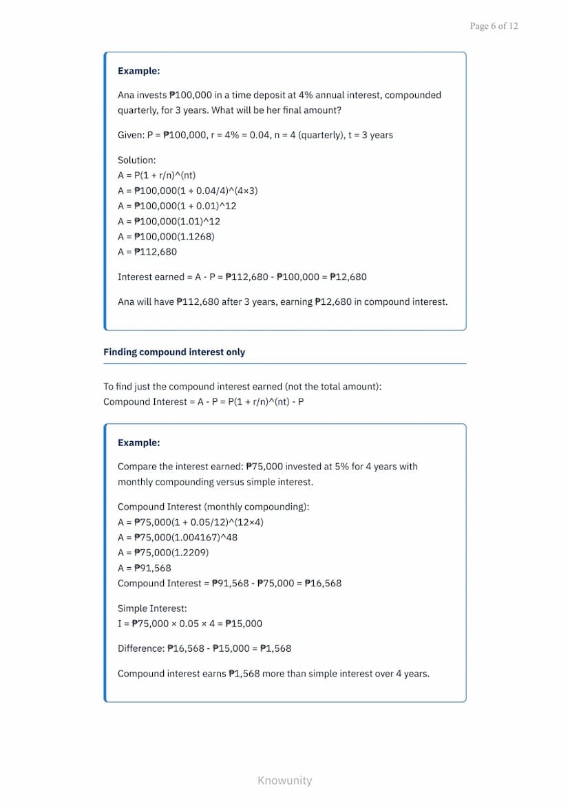 Simple and Compound Interest: Savings and Loans in Business Math
Master interest calculations for savings accounts and loan
payments
What yo
