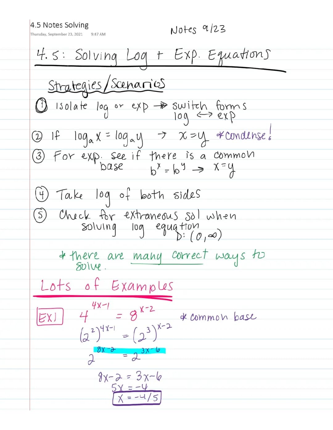 Easy Ways to Solve Log and Exponential Equations