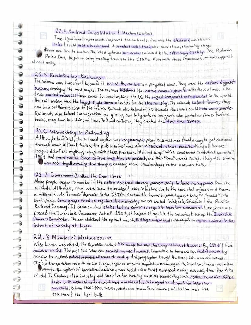 >
Chapter 22:
Key Terms & People to Know:
HELPER
The Industrial Era Dawns
1865-1900
Wabash, St Louis! Pacific - A Supreme Court case that wa