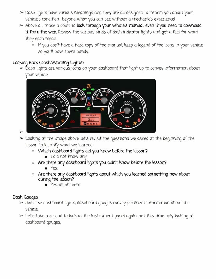 Instrument Panel (Pre-knowledge)
➤ Because of its many options, a machine as complicated as a vehicle can be overwhelming.
Different makes a